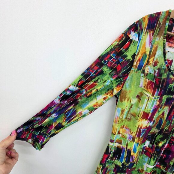 Milano Tunic Top Womens Size M Multicolor Abstract Print Scoop Neck Artsy Retro - Picture 6 of 13